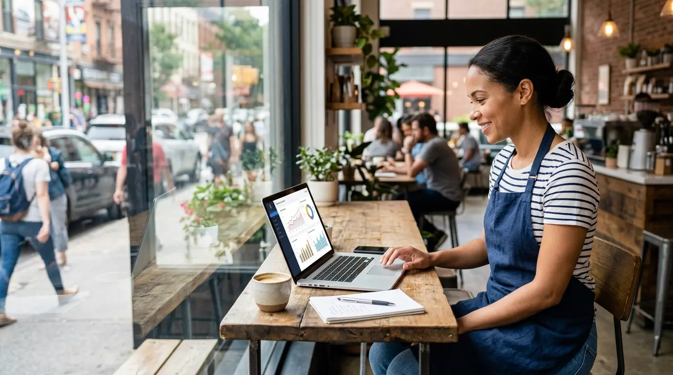 Cafe storefront on a walkable street illustrating accessibility factors for choosing a profitable cafe location